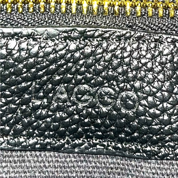 LAGGO Stitched Polka Black Pebble Leather Envelope Clutch NWOT - Picture 6 of 6